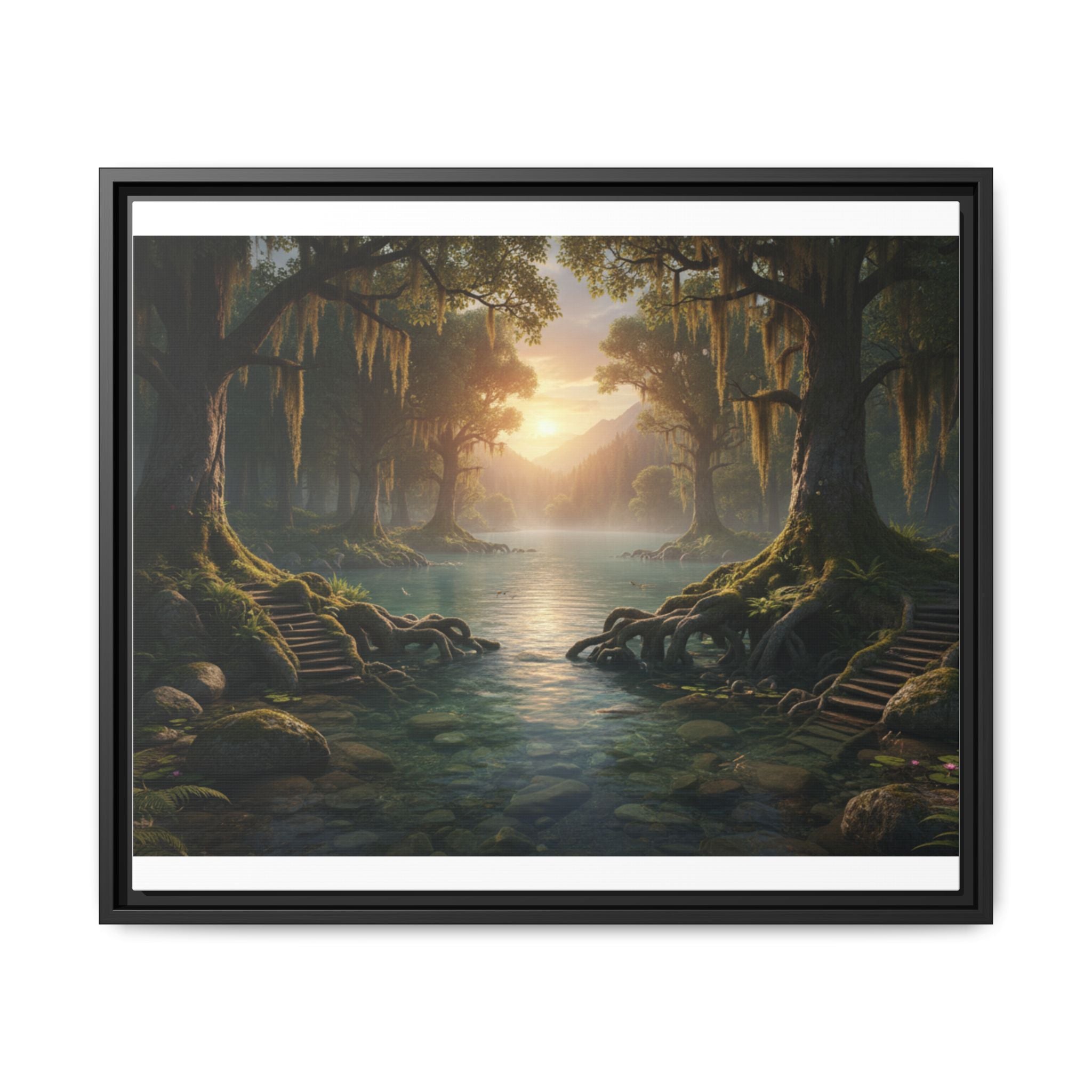 Framed Matte Canvas Art - Step In To The Water