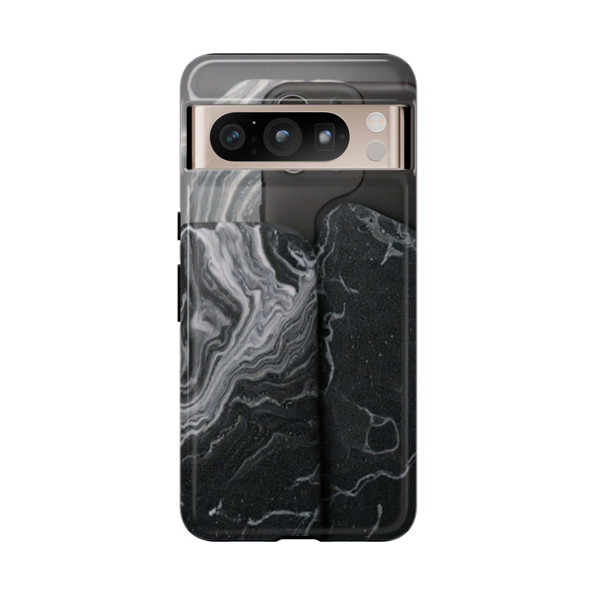 Black Marble Tough Phone Case — Protective iPhone Cover with Marble Texture