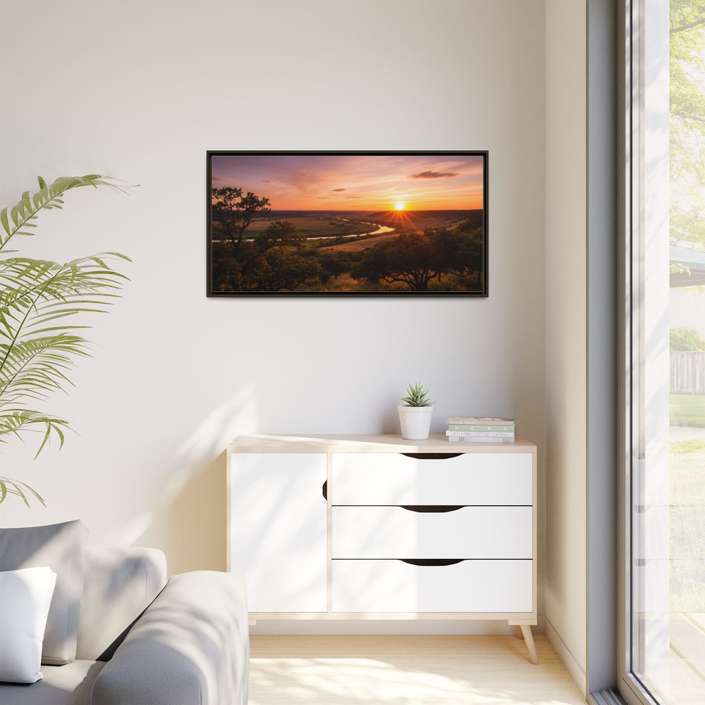 Sunset River Matte Canvas Framed Wall Art