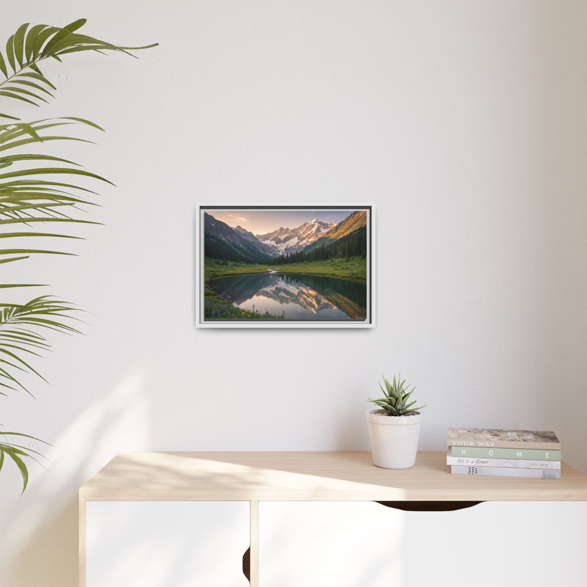 Matte Framed Canvas - Mountain Lake Landscape Wall Art