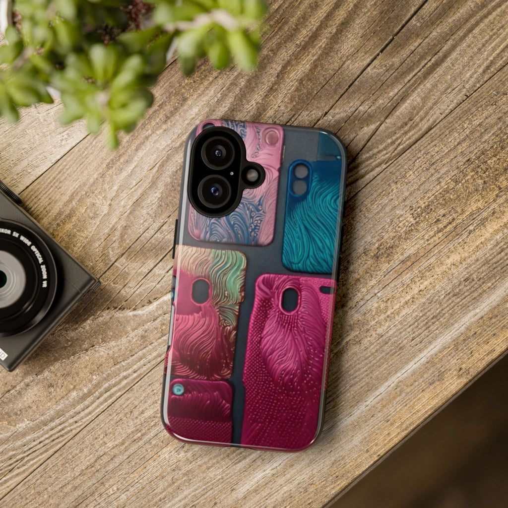 Tough Case - Colorful Textured Phone Case (Protective, Artistic Swirl Design)