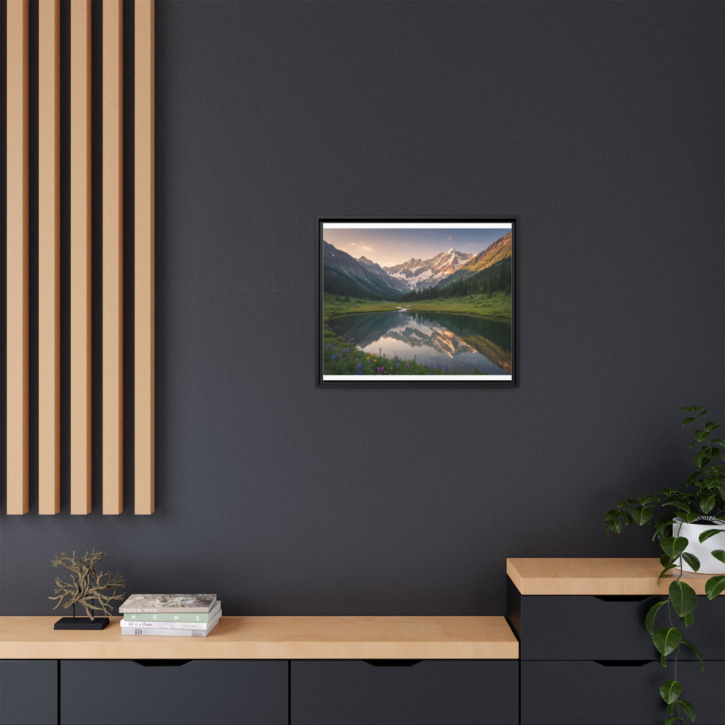 Matte Framed Canvas - Mountain Lake Landscape Wall Art