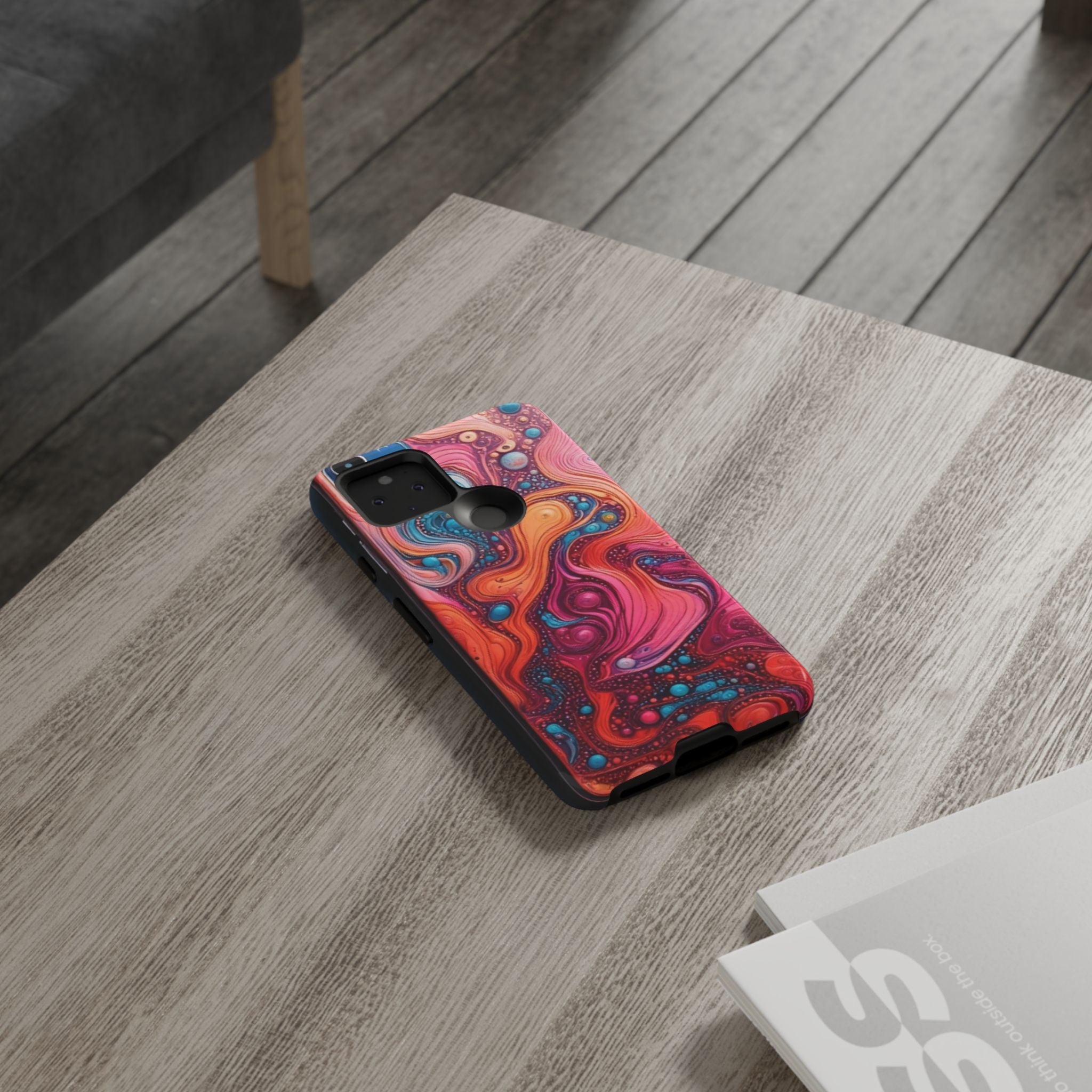 Abstract Swirl Tough Phone Case — Colorful Liquid Art Protective Cover