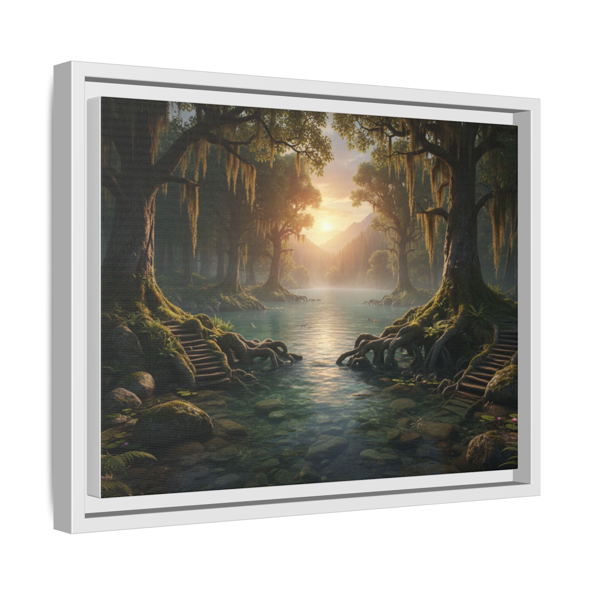 Framed Matte Canvas Art - Step In To The Water