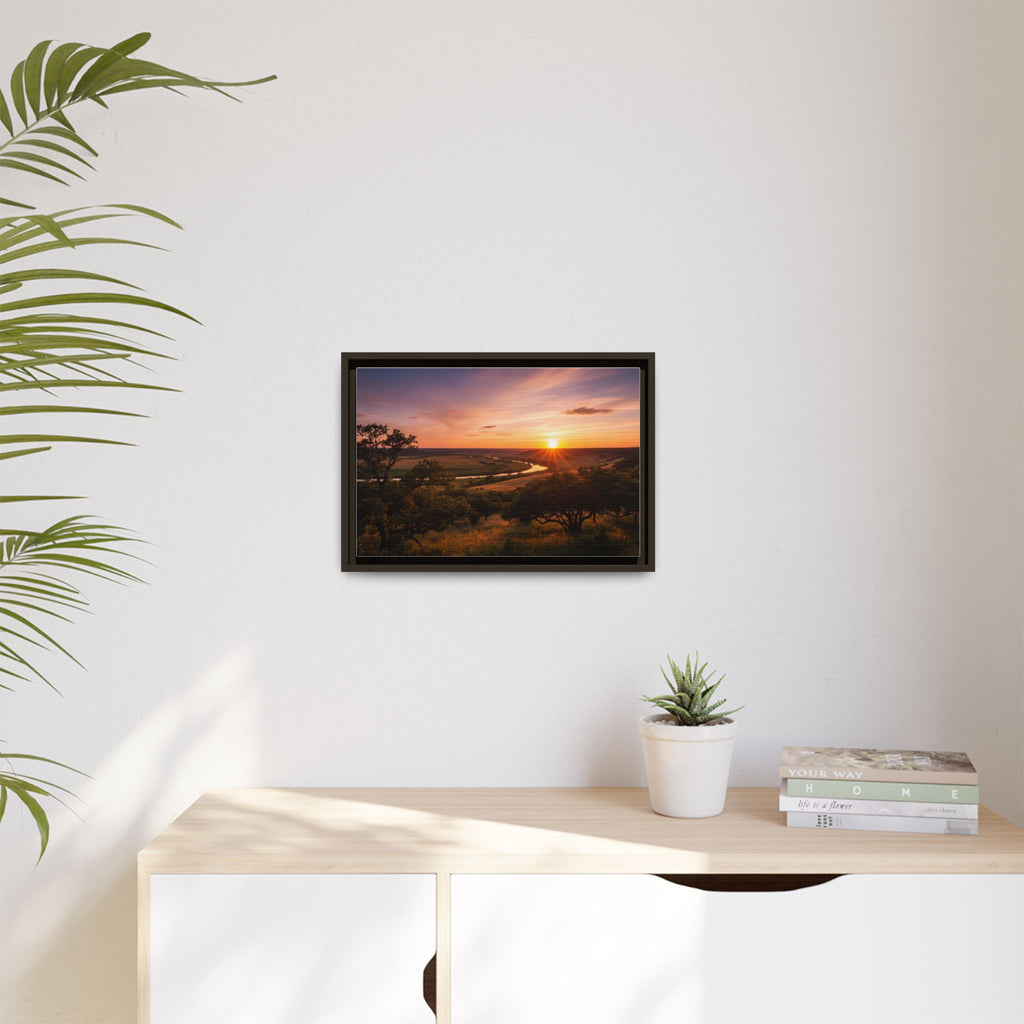 Sunset River Matte Canvas Framed Wall Art