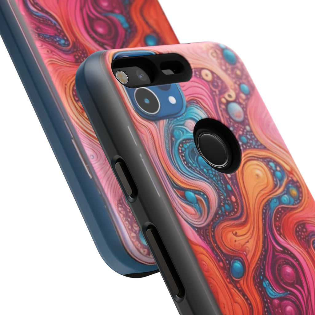 Abstract Swirl Tough Phone Case — Colorful Liquid Art Protective Cover