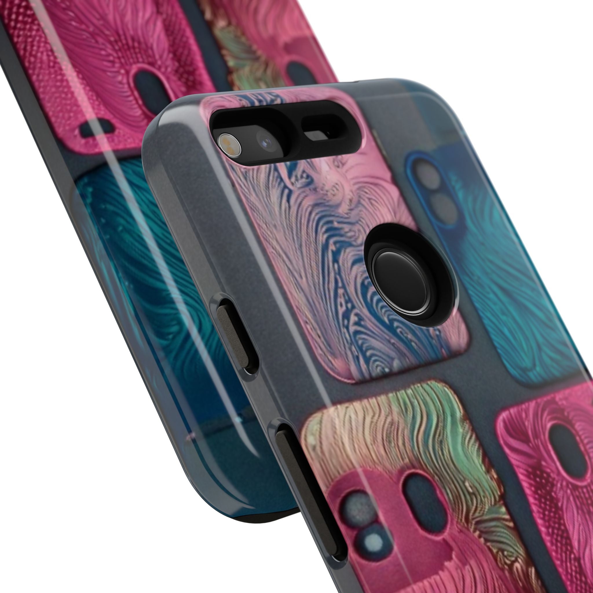 Tough Case - Colorful Textured Phone Case (Protective, Artistic Swirl Design)