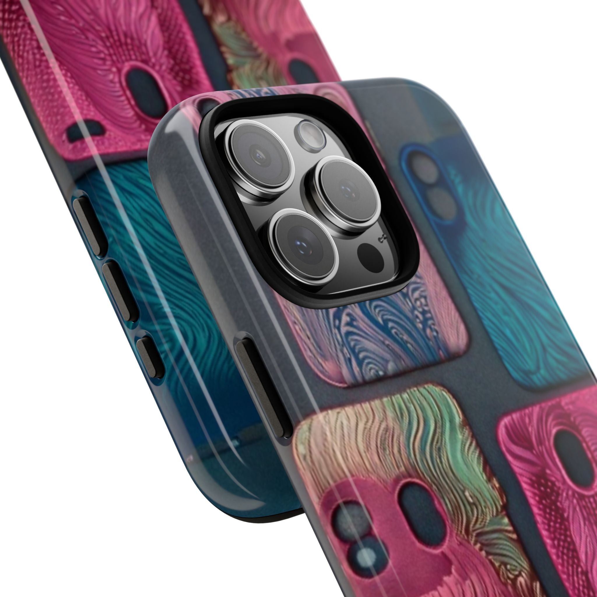 Tough Case - Colorful Textured Phone Case (Protective, Artistic Swirl Design)