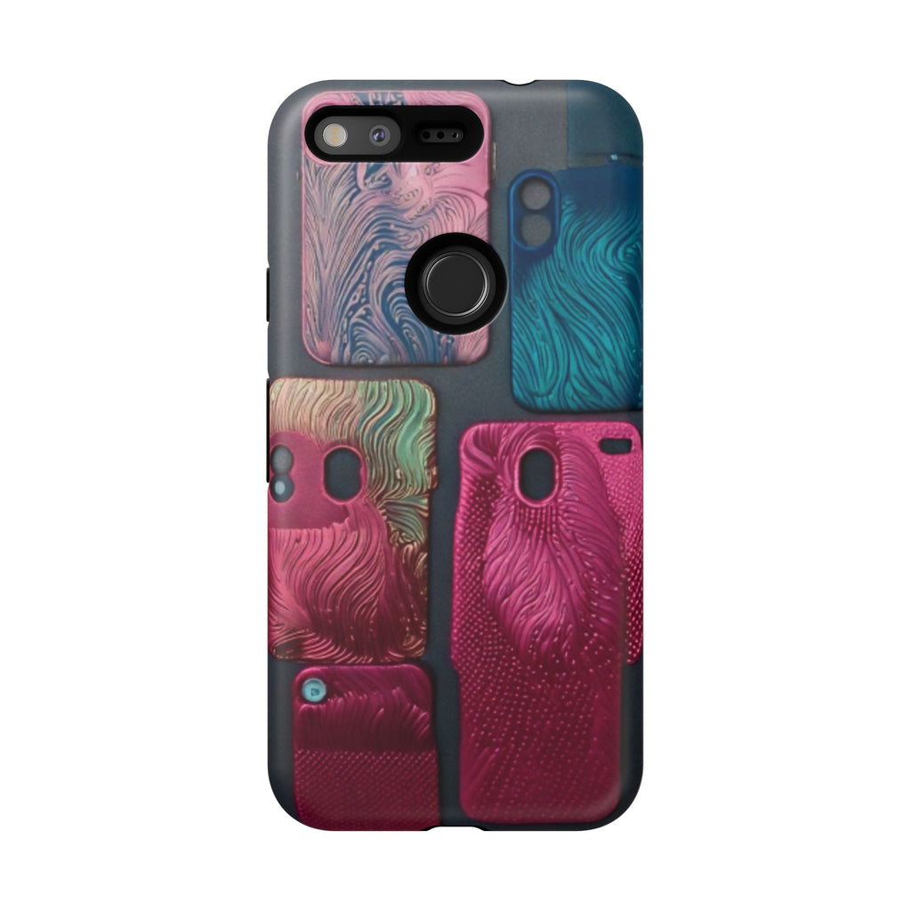 Tough Case - Colorful Textured Phone Case (Protective, Artistic Swirl Design)