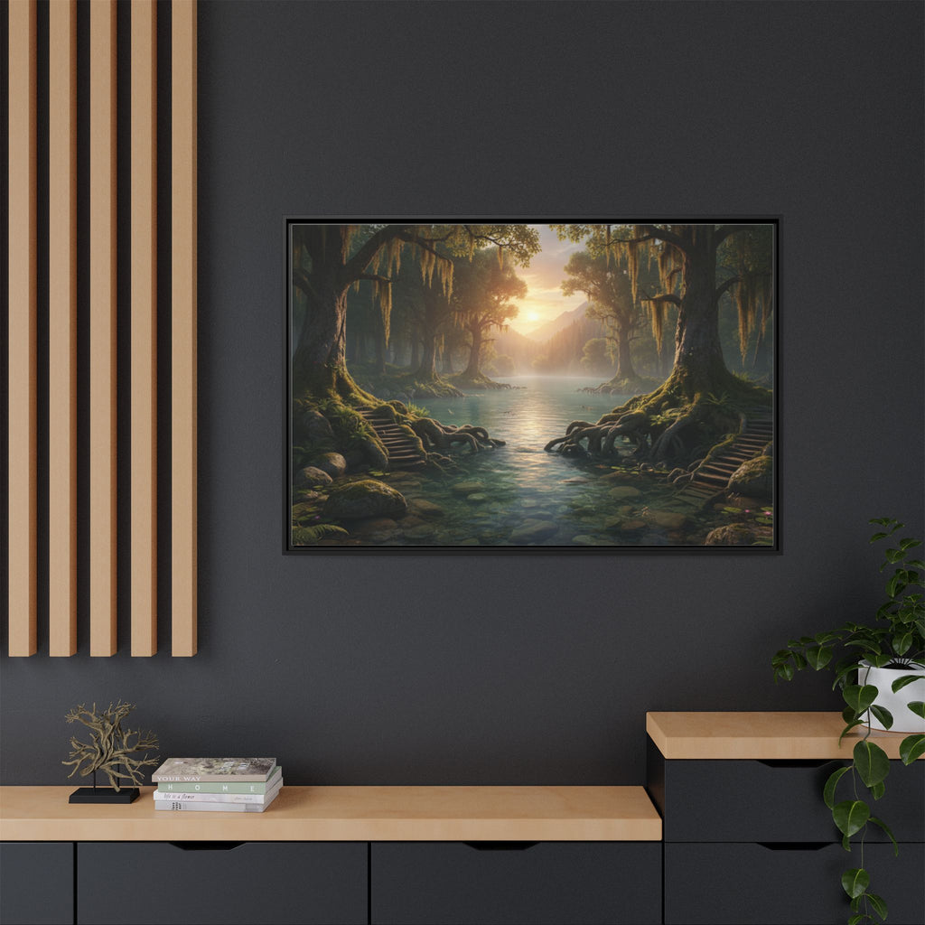 Framed Matte Canvas Art - Step In To The Water