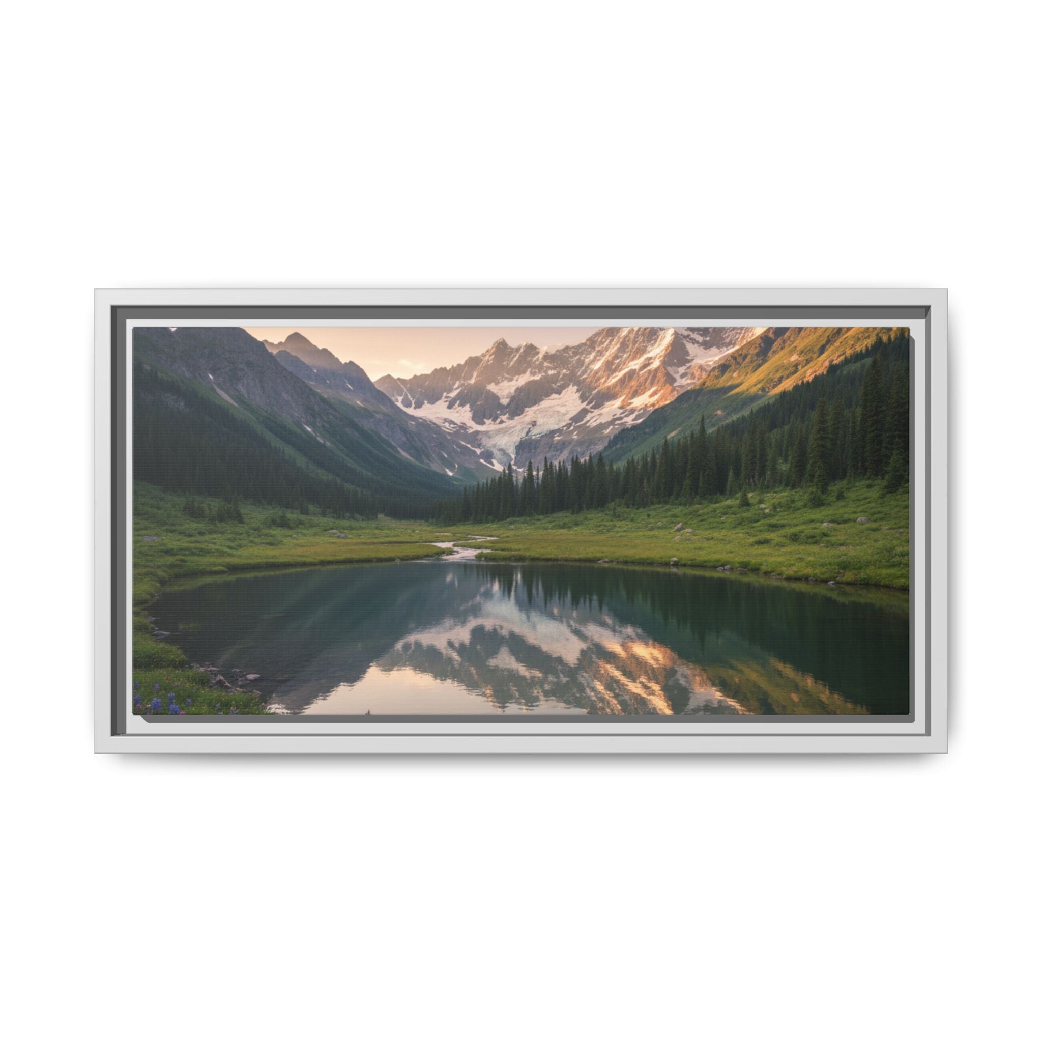 Matte Framed Canvas - Mountain Lake Landscape Wall Art
