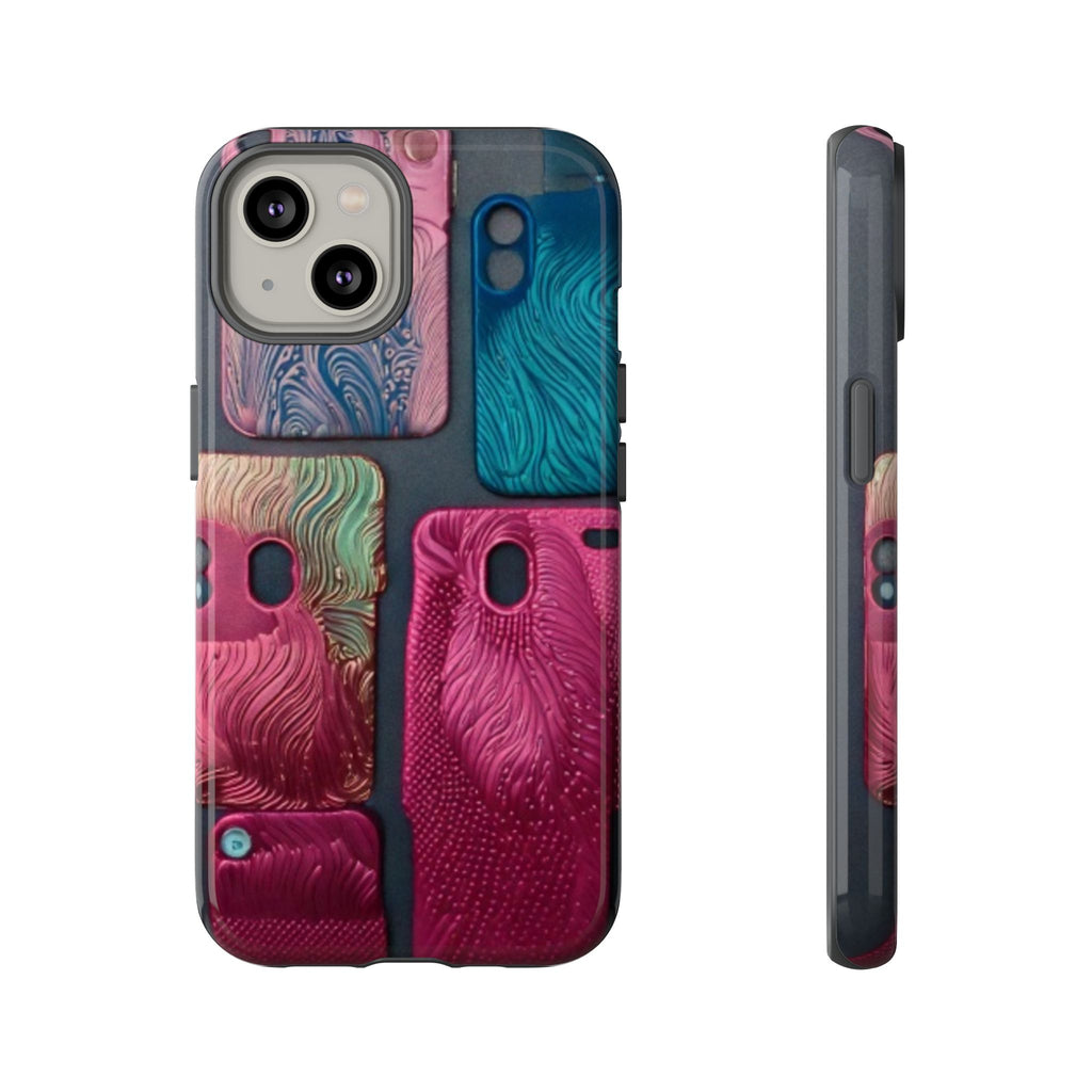 Tough Case - Colorful Textured Phone Case (Protective, Artistic Swirl Design)