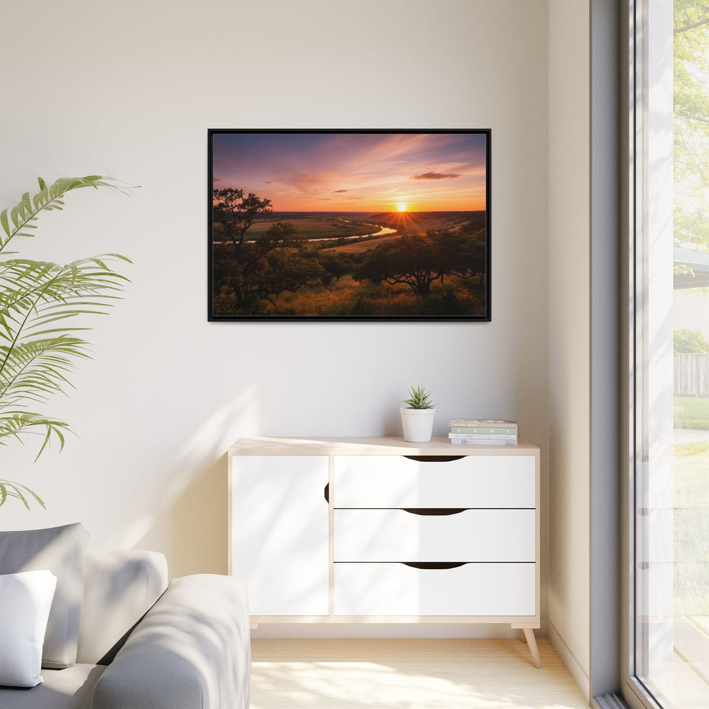 Sunset River Matte Canvas Framed Wall Art