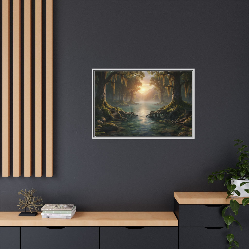 Framed Matte Canvas Art - Step In To The Water