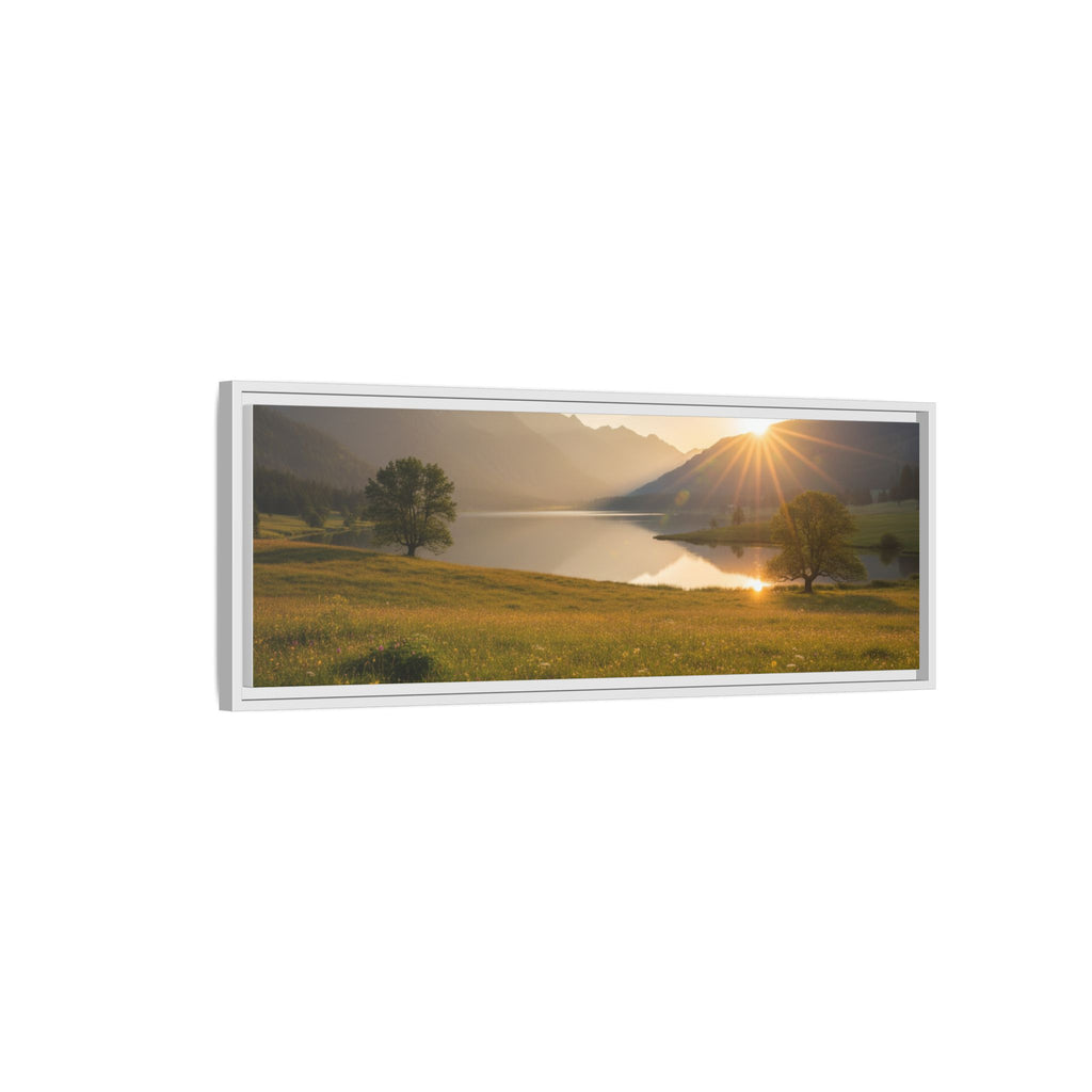 Sunrise Mountain Lake Matte Canvas — Framed Landscape Wall Art
