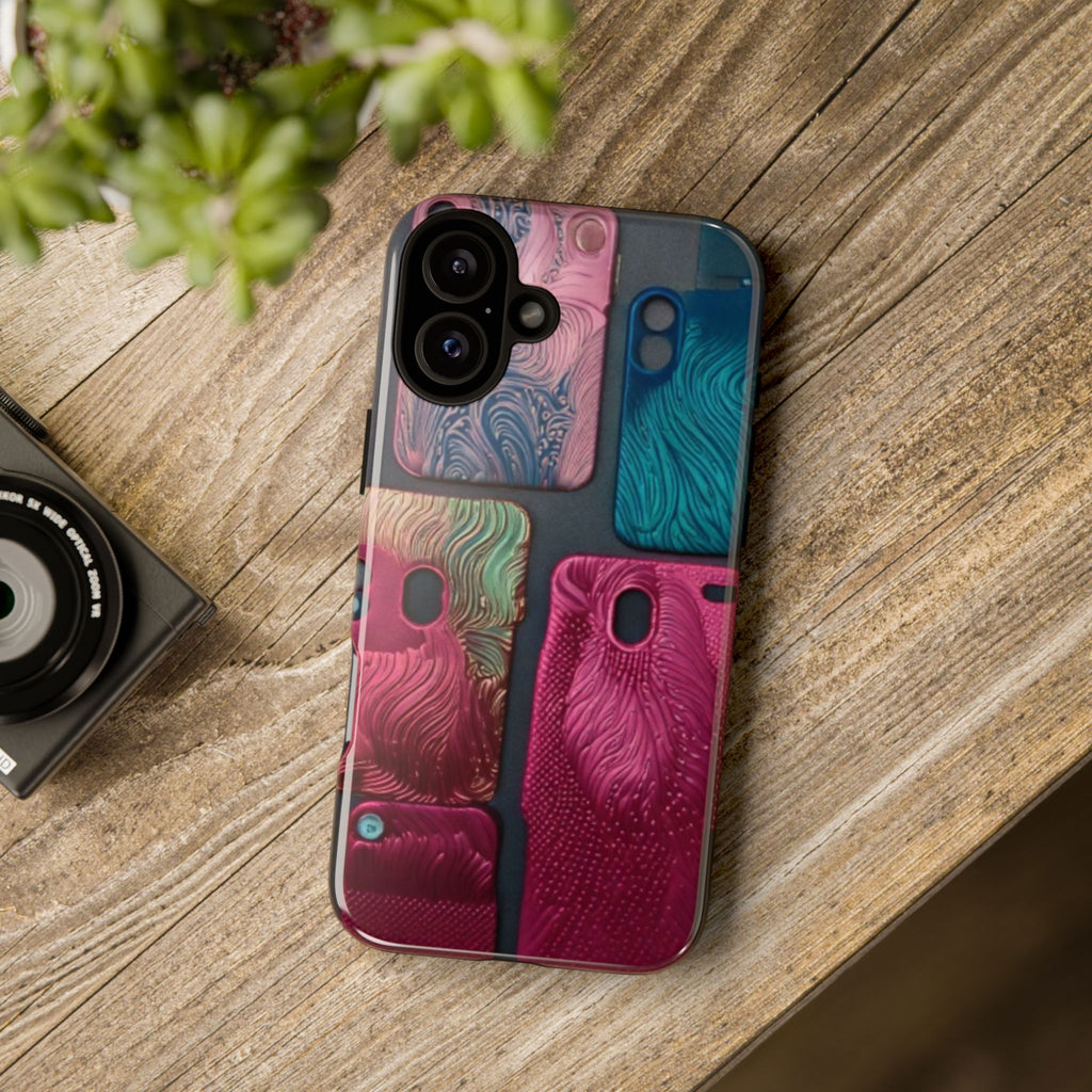 Tough Case - Colorful Textured Phone Case (Protective, Artistic Swirl Design)