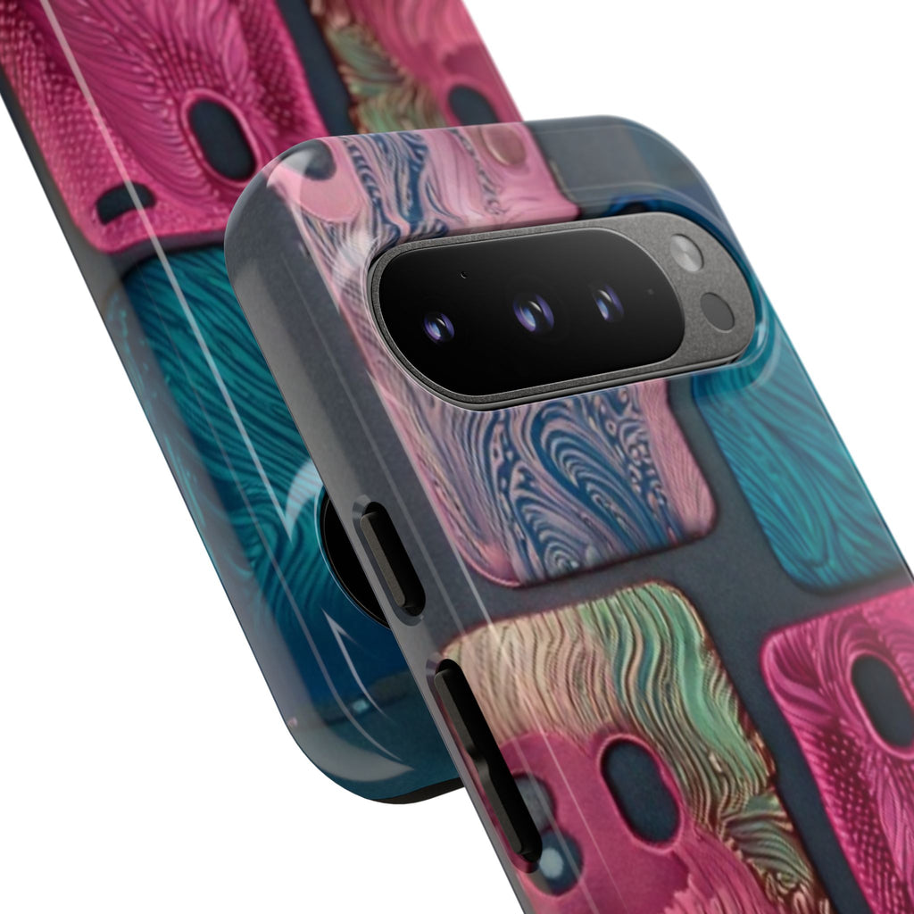 Tough Case - Colorful Textured Phone Case (Protective, Artistic Swirl Design)