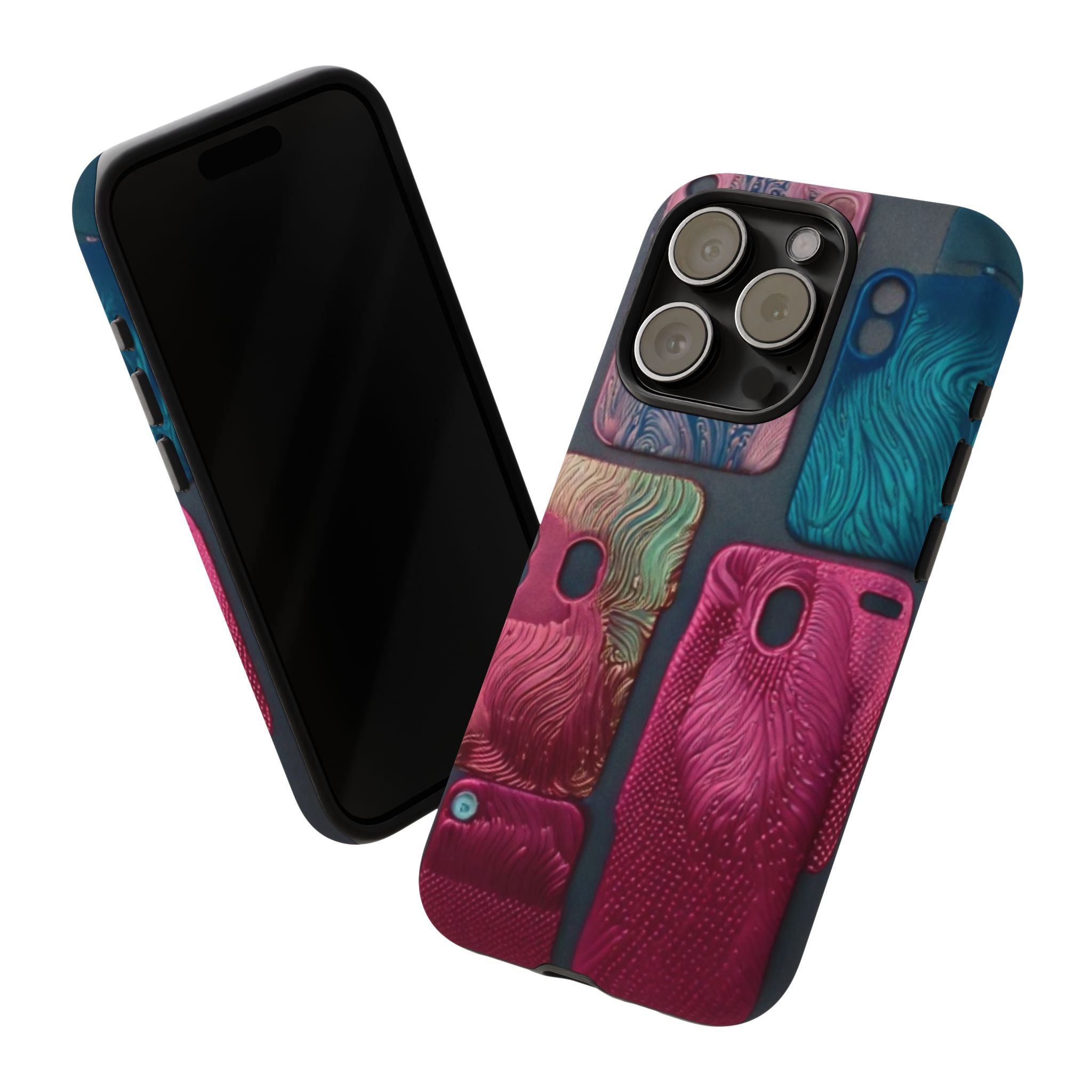 Tough Case - Colorful Textured Phone Case (Protective, Artistic Swirl Design)