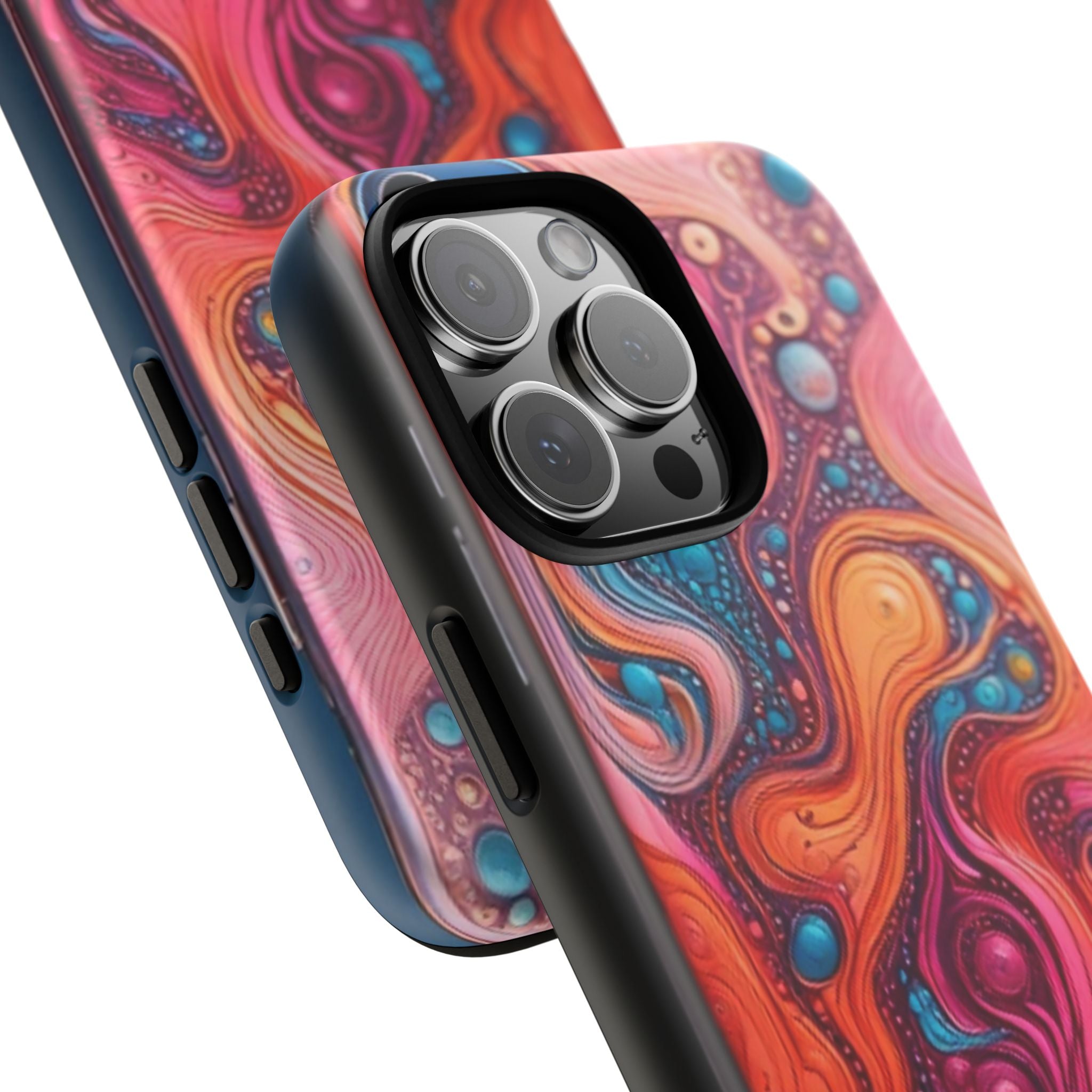 Abstract Swirl Tough Phone Case — Colorful Liquid Art Protective Cover