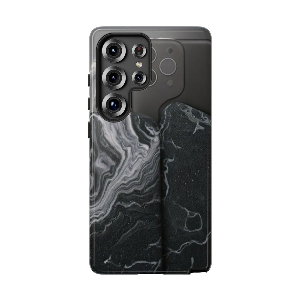 Black Marble Tough Phone Case — Protective iPhone Cover with Marble Texture