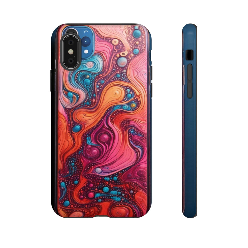 Abstract Swirl Tough Phone Case — Colorful Liquid Art Protective Cover