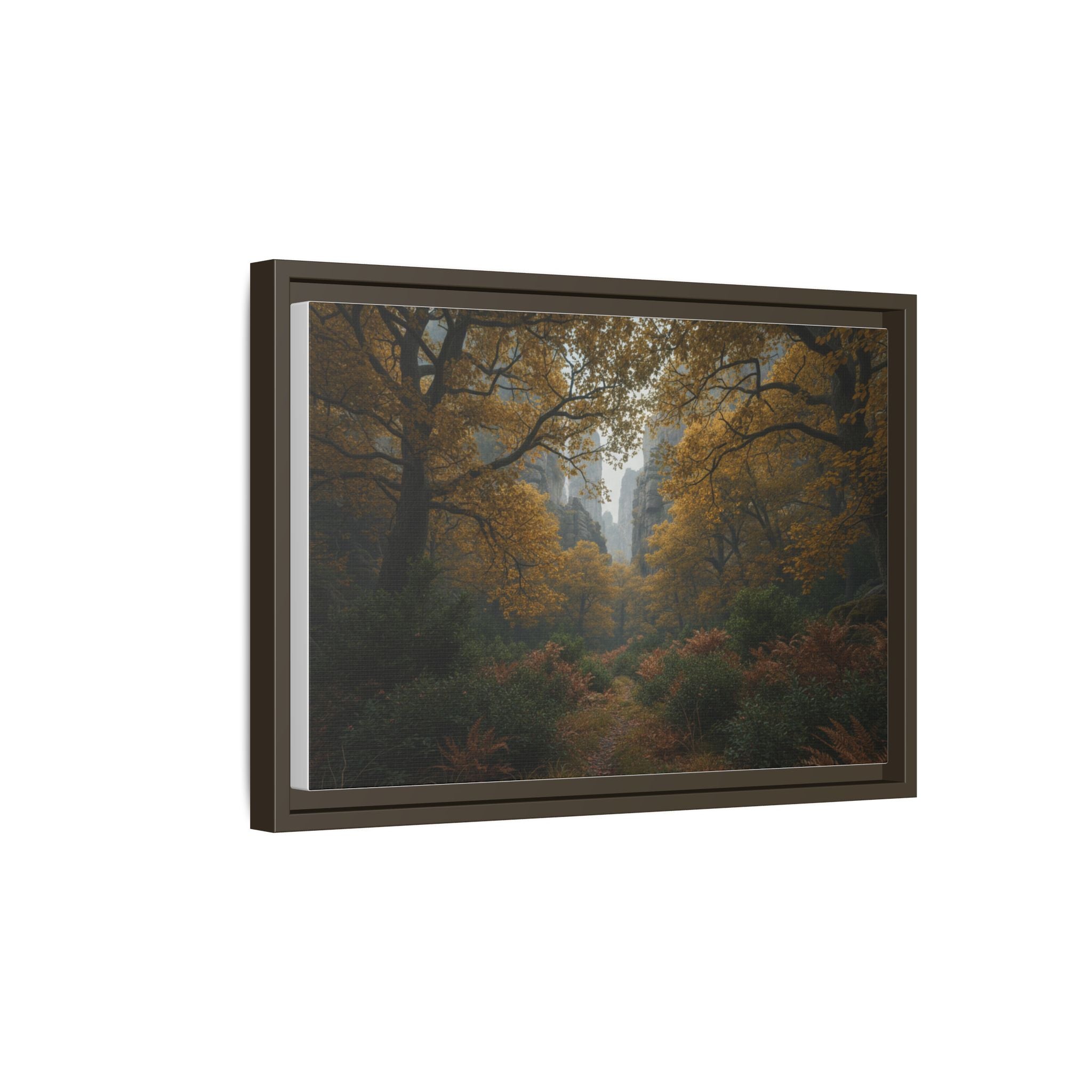 Autumn Forest Path Matte Canvas Print — Framed Wall Art