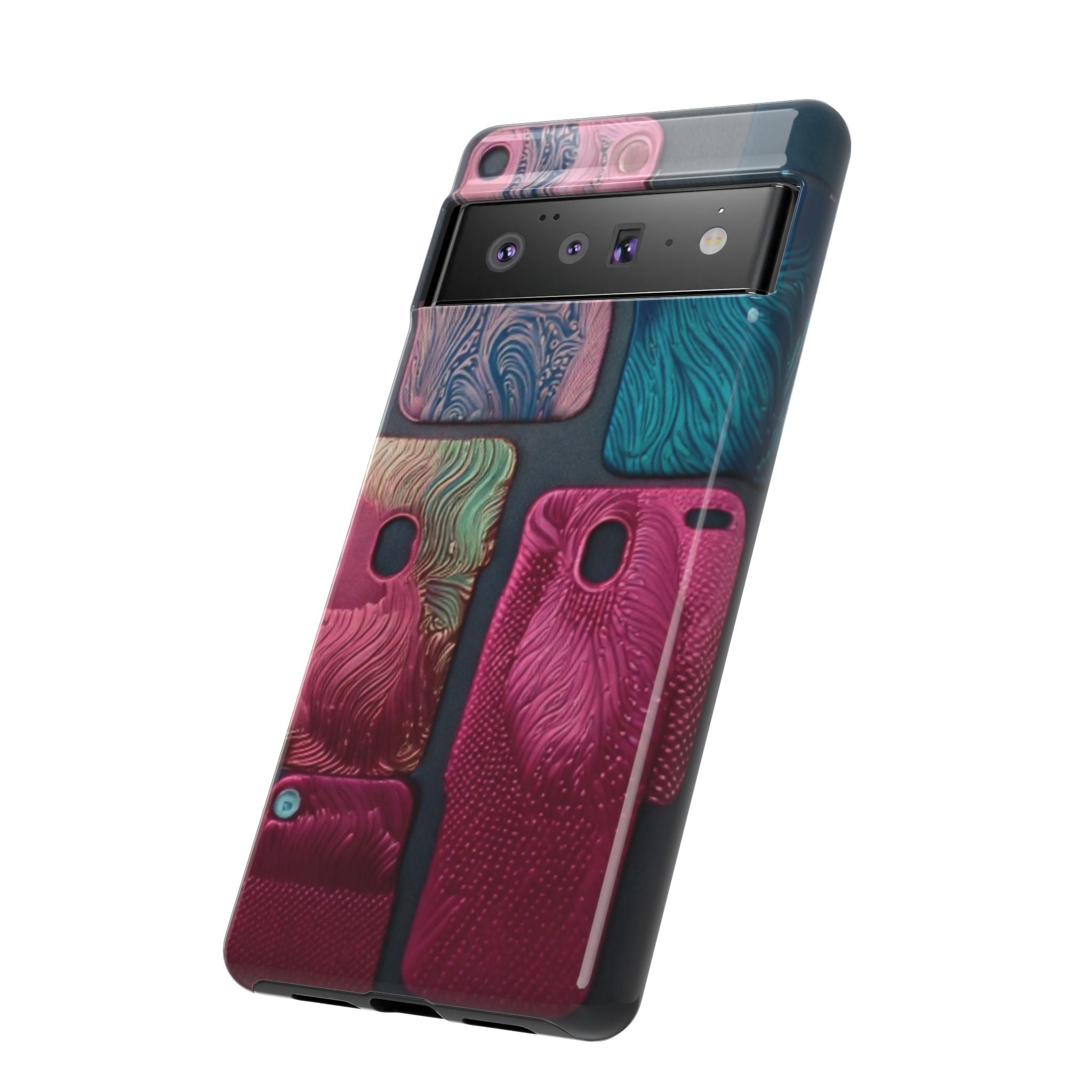 Tough Case - Colorful Textured Phone Case (Protective, Artistic Swirl Design)