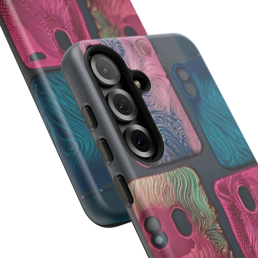 Tough Case - Colorful Textured Phone Case (Protective, Artistic Swirl Design)