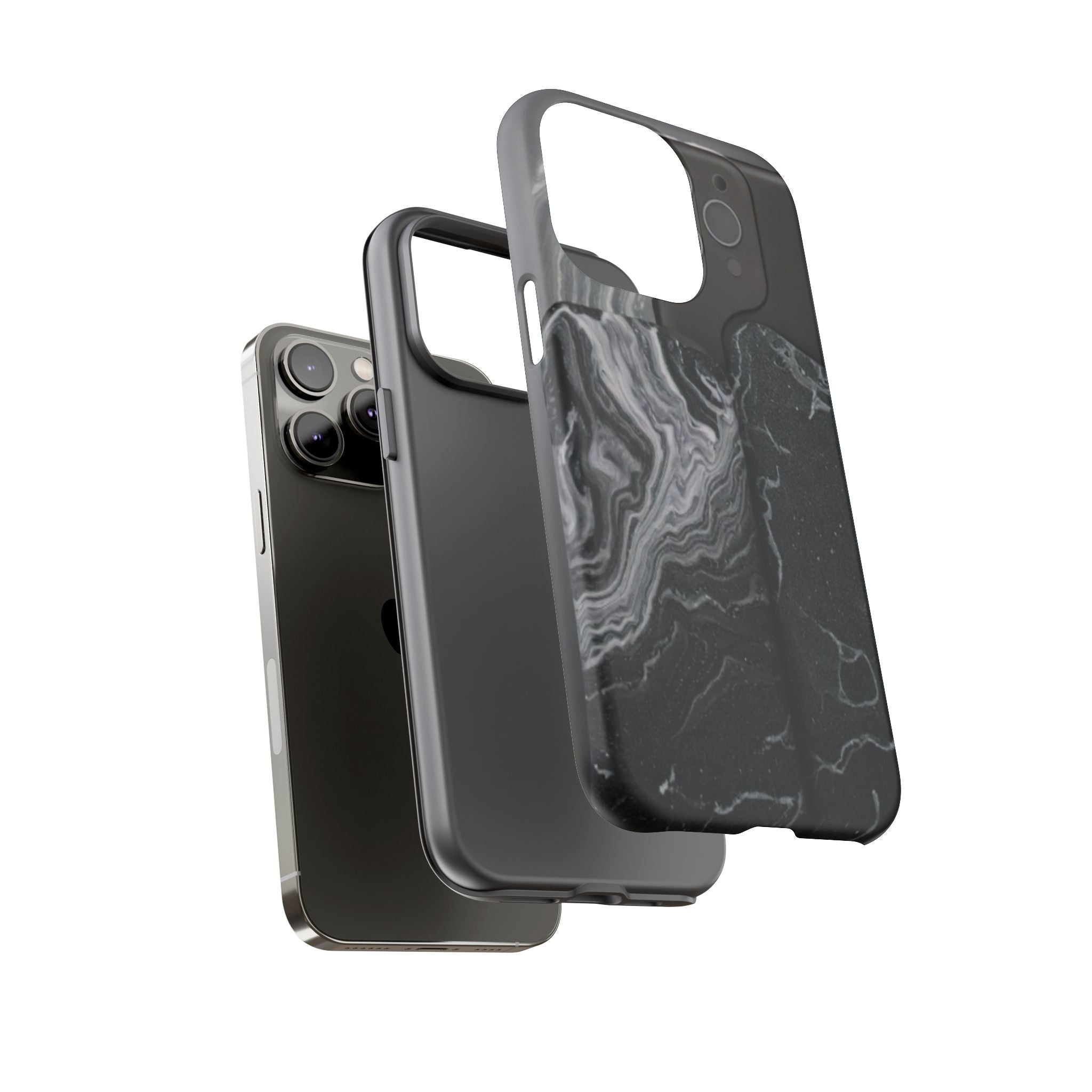 Black Marble Tough Phone Case — Protective iPhone Cover with Marble Texture