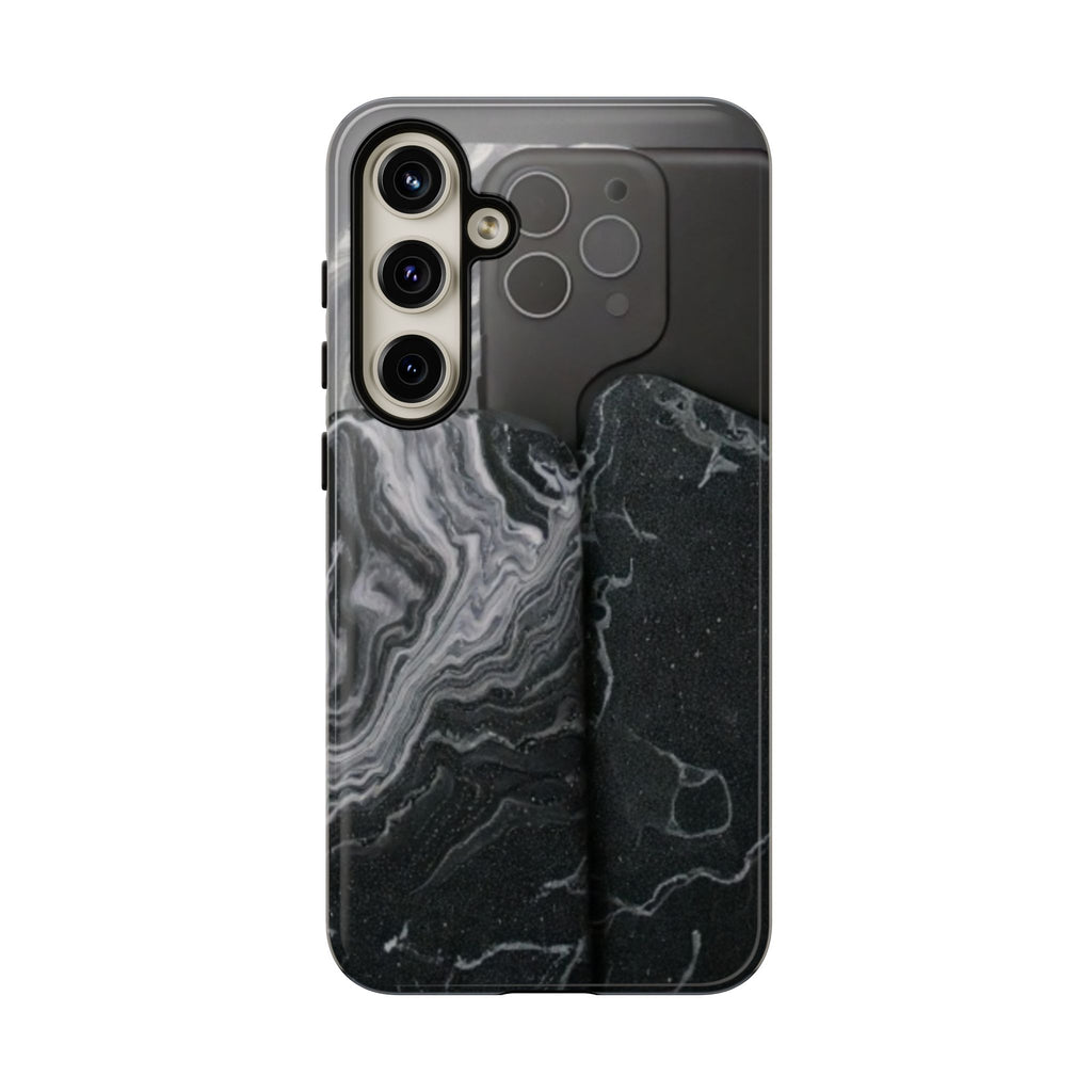 Black Marble Tough Phone Case — Protective iPhone Cover with Marble Texture