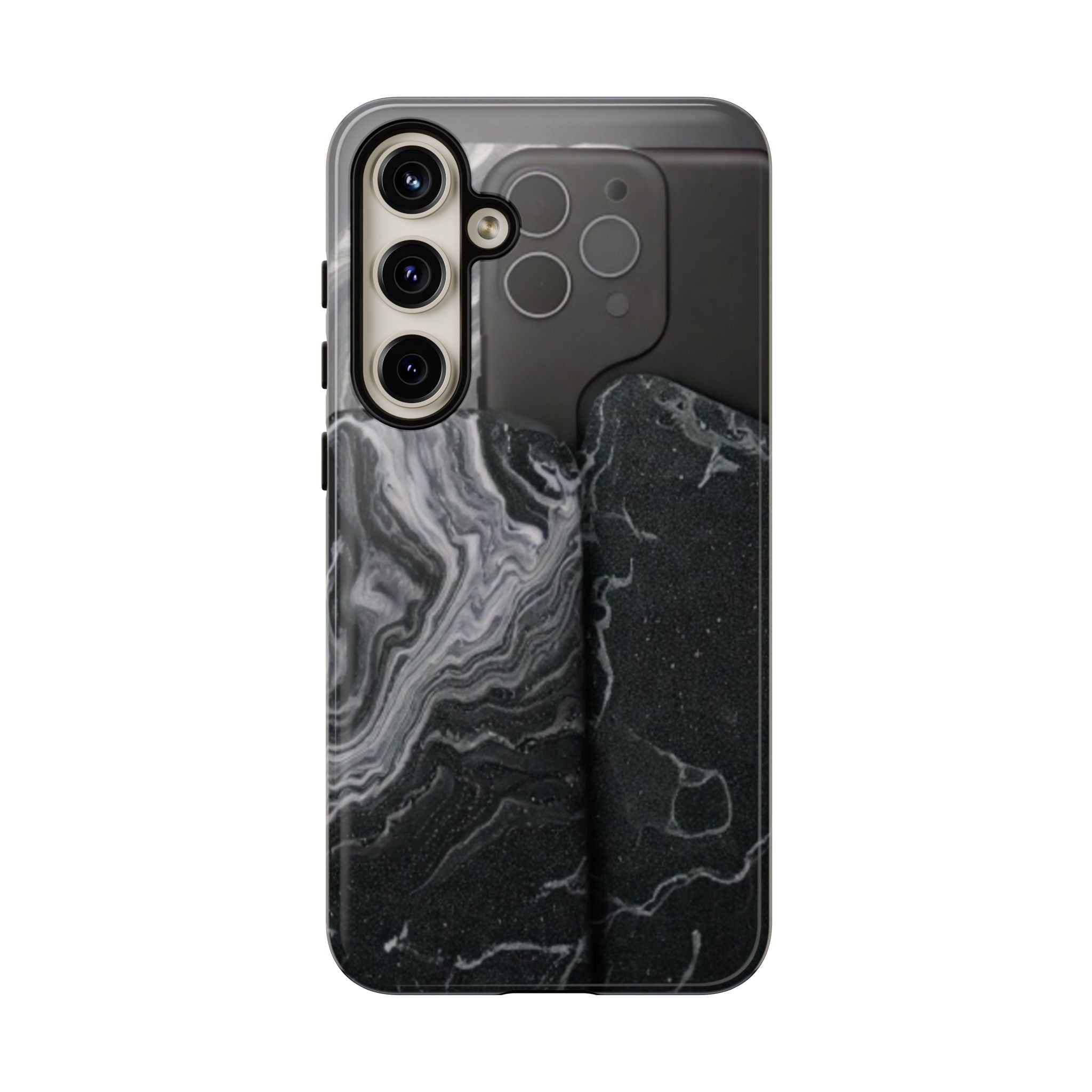 Black Marble Tough Phone Case — Protective iPhone Cover with Marble Texture