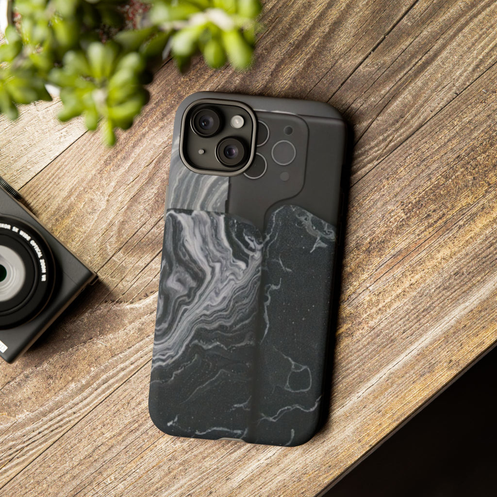 Black Marble Tough Phone Case — Protective iPhone Cover with Marble Texture