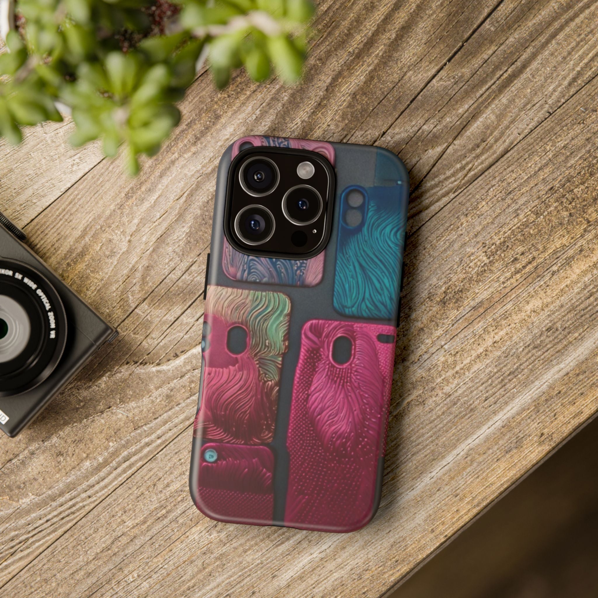 Tough Case - Colorful Textured Phone Case (Protective, Artistic Swirl Design)