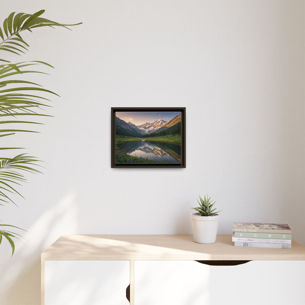 Matte Framed Canvas - Mountain Lake Landscape Wall Art