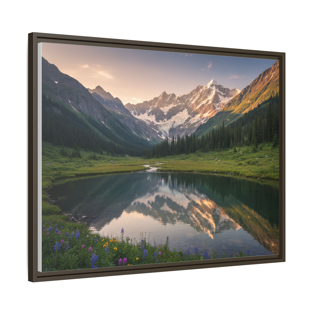 Matte Framed Canvas - Mountain Lake Landscape Wall Art