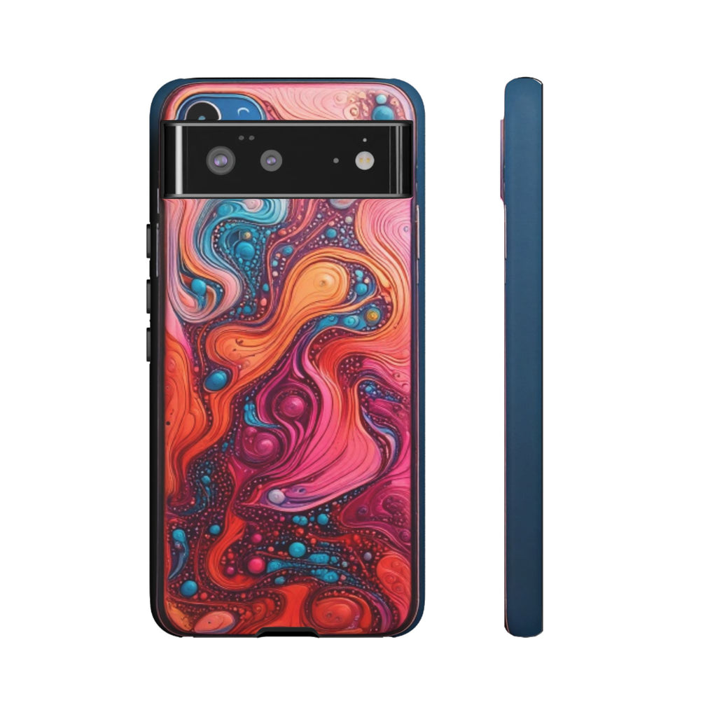 Abstract Swirl Tough Phone Case — Colorful Liquid Art Protective Cover