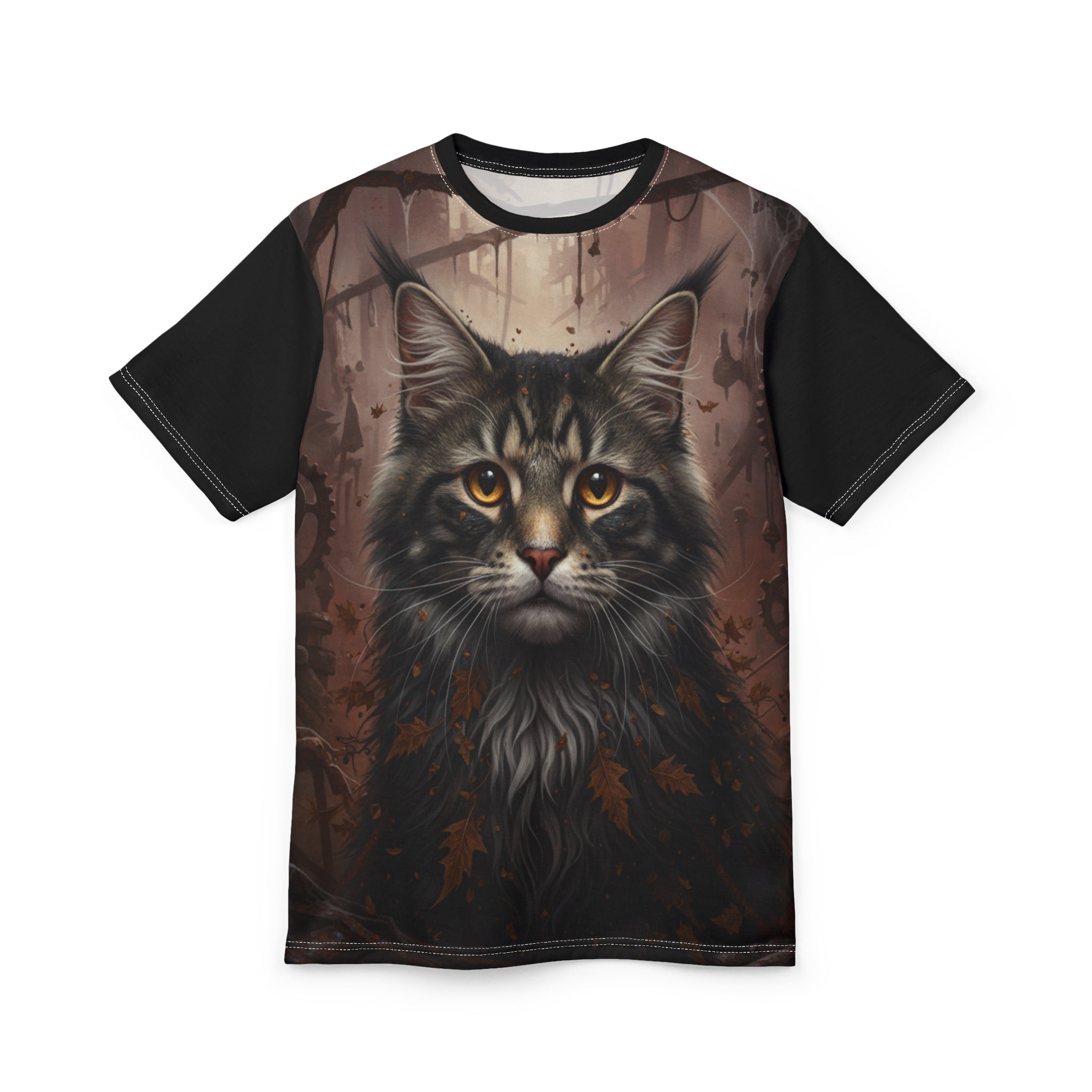 Maine Coon Autumn Portrait Tee - All-Over Print Cat T-Shirt
