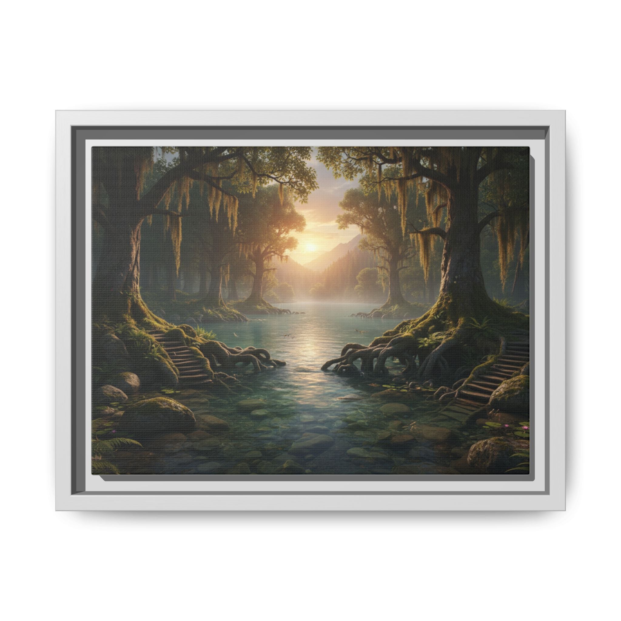 Framed Matte Canvas Art - Step In To The Water