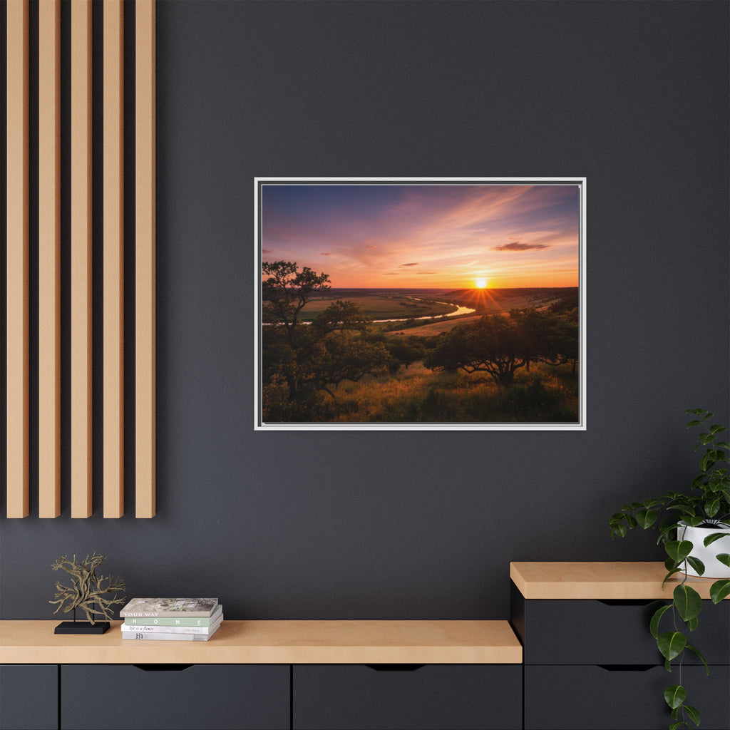 Sunset River Matte Canvas Framed Wall Art