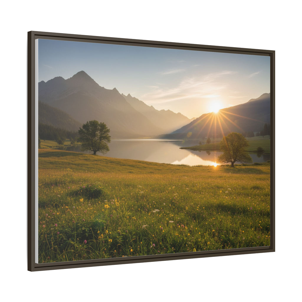 Sunrise Mountain Lake Matte Canvas — Framed Landscape Wall Art