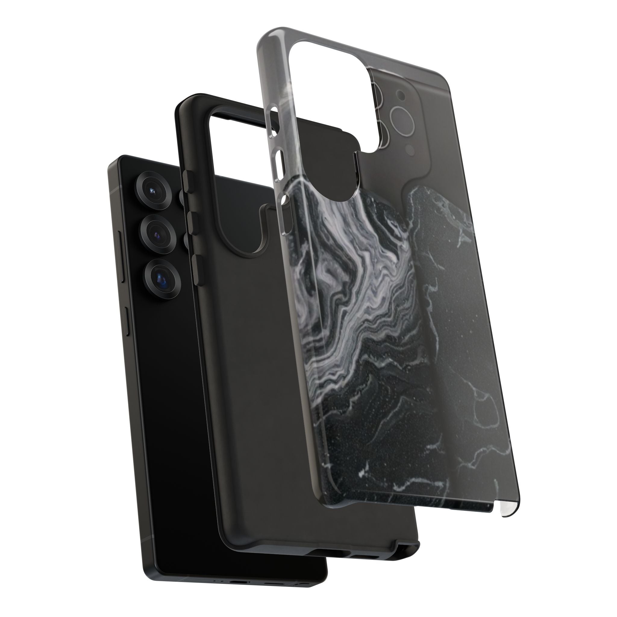 Black Marble Tough Phone Case — Protective iPhone Cover with Marble Texture