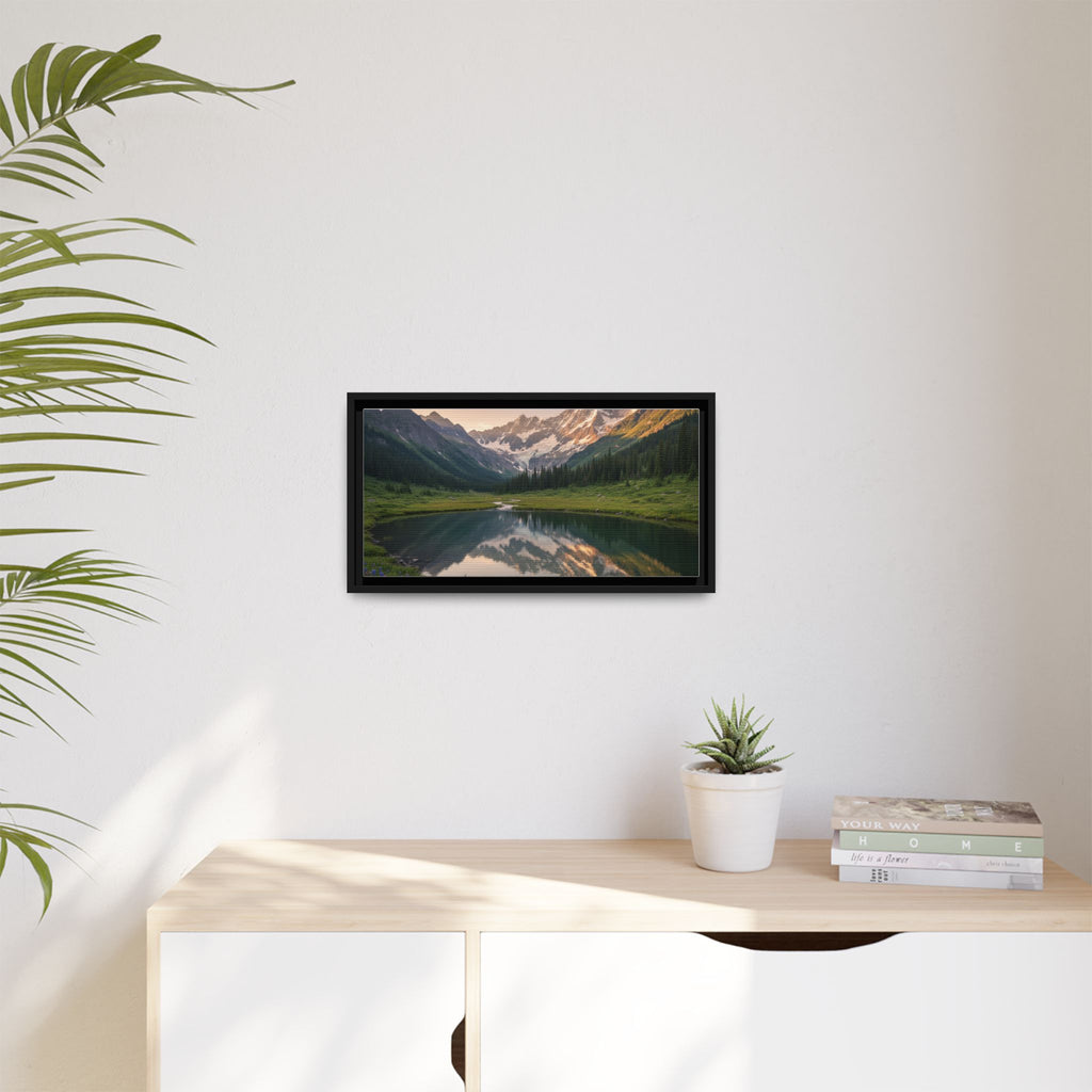 Matte Framed Canvas - Mountain Lake Landscape Wall Art