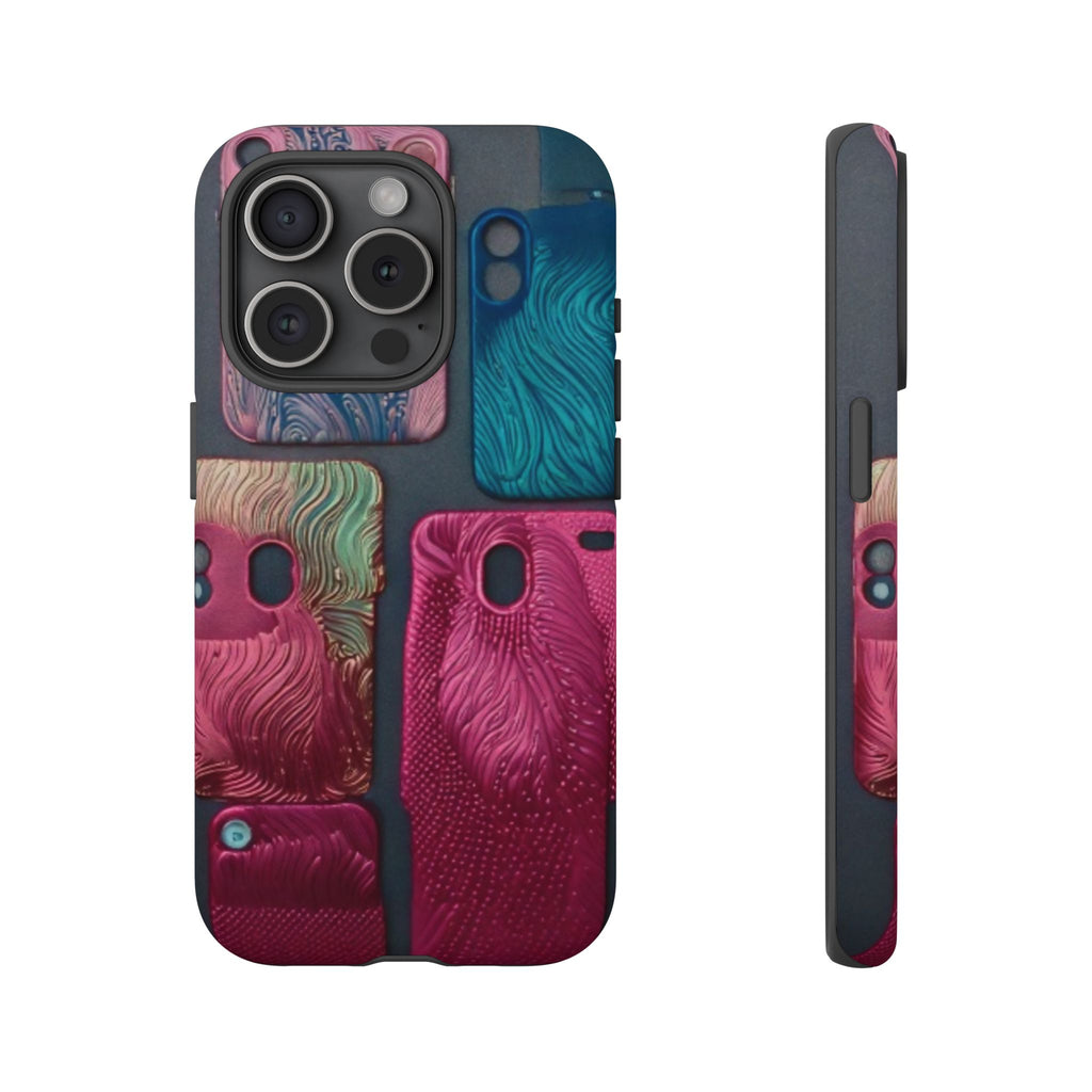 Tough Case - Colorful Textured Phone Case (Protective, Artistic Swirl Design)