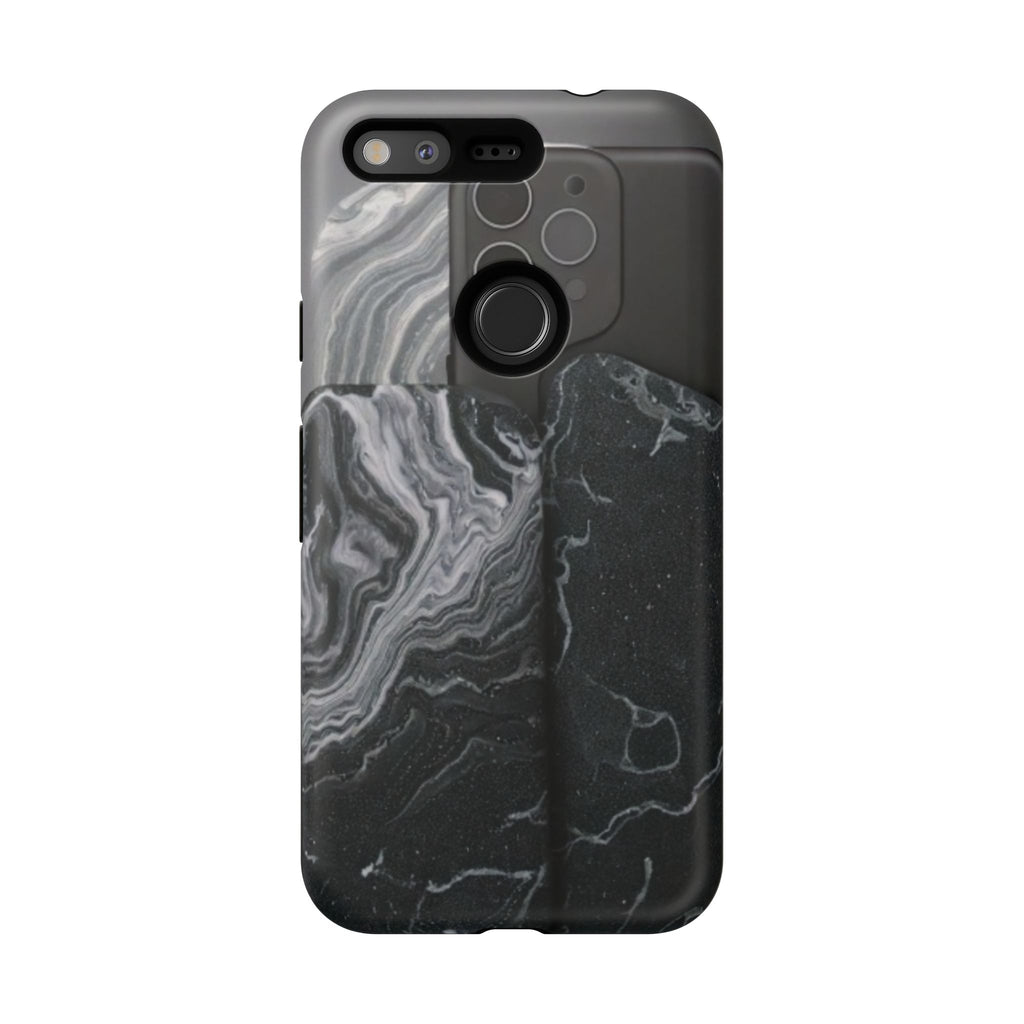 Black Marble Tough Phone Case — Protective iPhone Cover with Marble Texture
