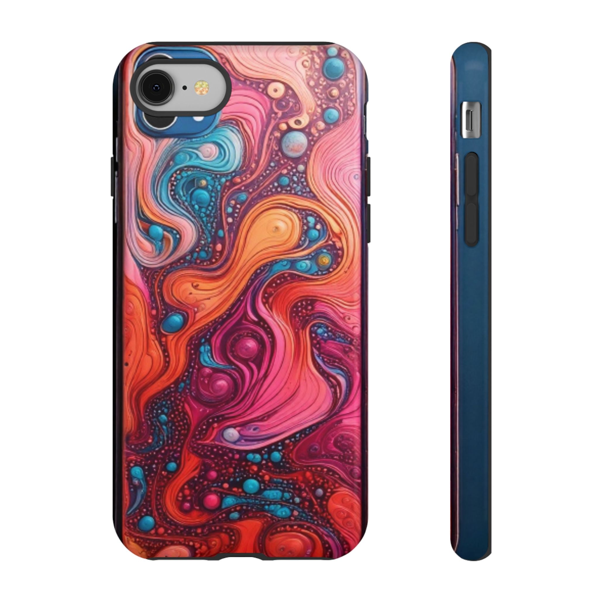 Abstract Swirl Tough Phone Case — Colorful Liquid Art Protective Cover