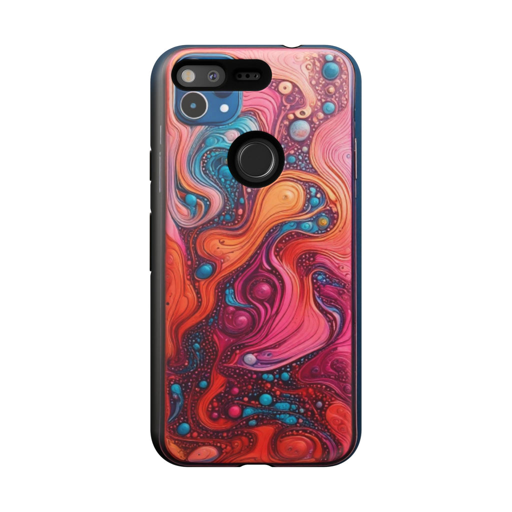 Abstract Swirl Tough Phone Case — Colorful Liquid Art Protective Cover
