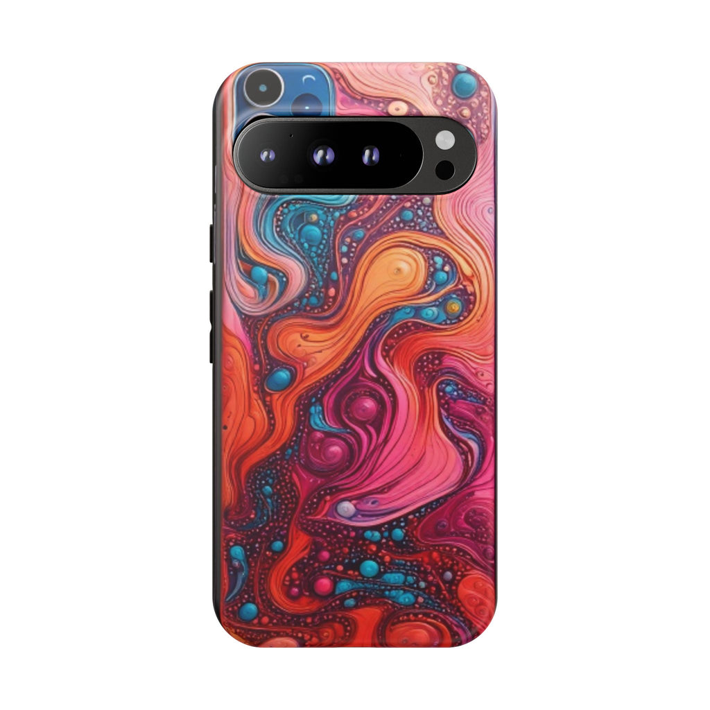 Abstract Swirl Tough Phone Case — Colorful Liquid Art Protective Cover