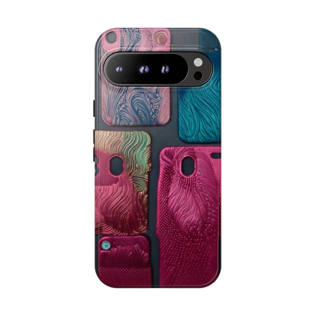 Tough Case - Colorful Textured Phone Case (Protective, Artistic Swirl Design)