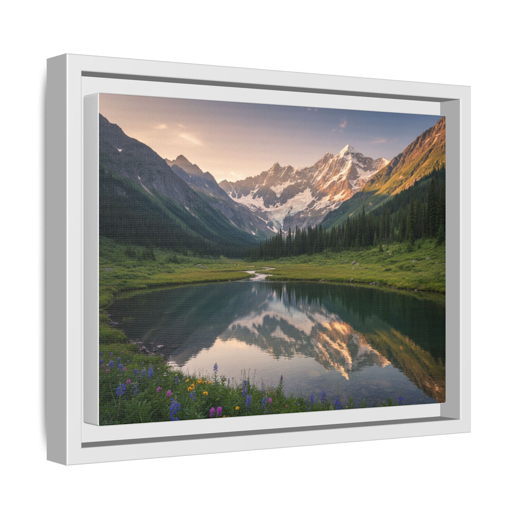 Matte Framed Canvas - Mountain Lake Landscape Wall Art