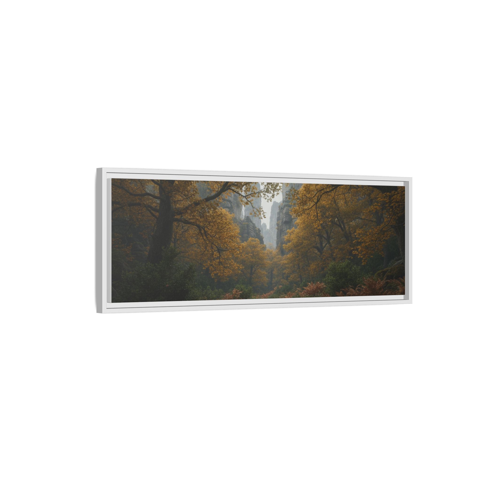 Autumn Forest Path Matte Canvas Print — Framed Wall Art